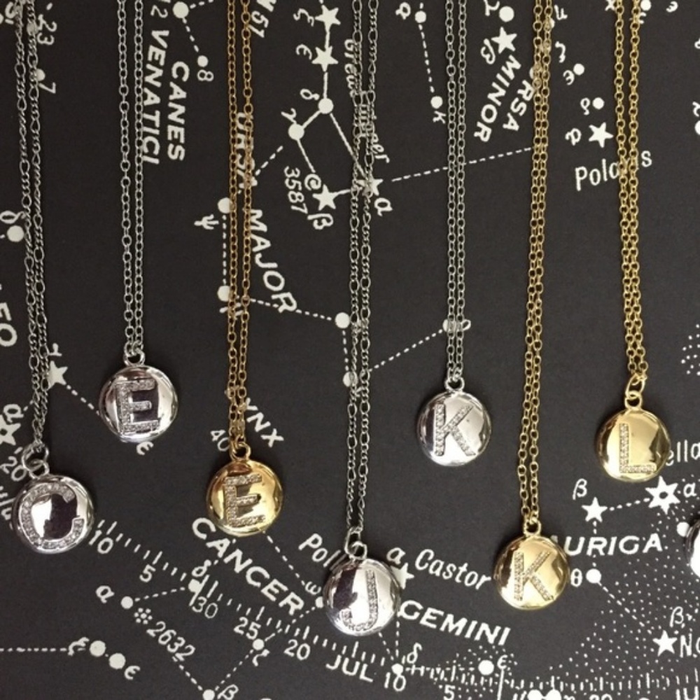 Marcia Moran Initial Necklace Gold Silver Druzy - Picture 5 of 5